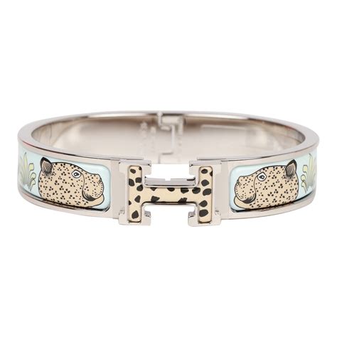 Hermes Les Leopards Clic Clac H Narrow Enamel Bracelet PM 